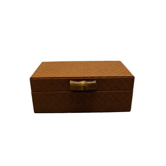 Imagem CAIXA DECORATIVA EM MDF REVESTIDO CARAMELO 9X23X13CM - LUCATTI