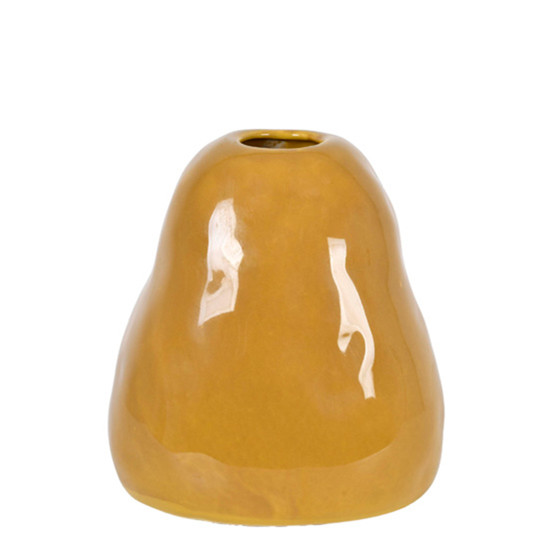 Imagem VASO BRANCO DECORATIVO EM CERÂMICA MOSTARDA 16X12CM - GRILLO