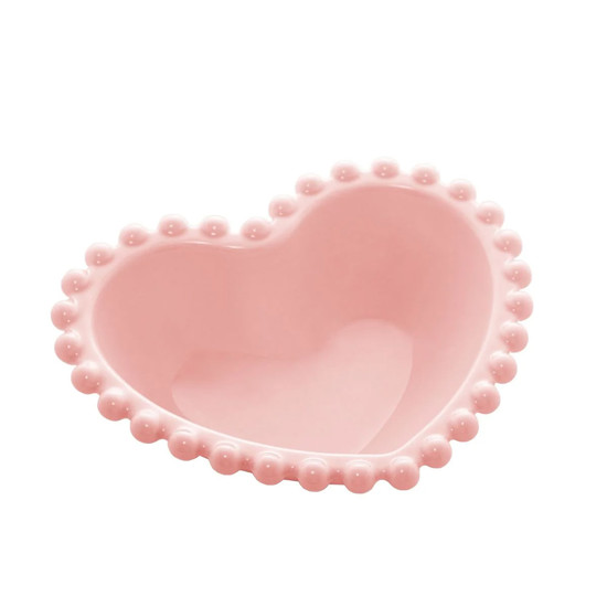 Imagem CONJUNTO 4 BOWLS ROSA FORMATO CORAÇÃO EM PORCELANA 4X13X10CM - WOLFF