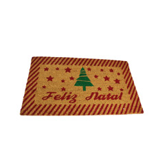 Imagem de TAPETE NATALINO DE FIBRA COM ÁRVORE E FELIZ NATAL 45X75CM - YANGZI - Yangzi Brasil Corporation S A 