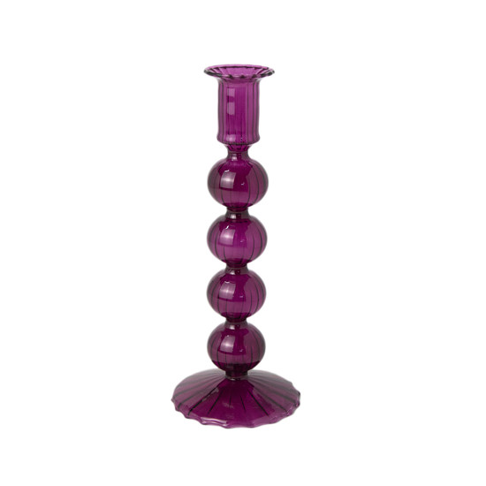 Imagem CASTIÇAL DECORATIVO EM VIDRO COR ROXO 9X4X23CM - GRILLO 58294