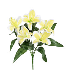 Imagem de BUQUÊ DECORATIVO DE LÍRIO AMARELO COM FLORES EM CETIM E ESTRUTURA EM PLÁSTICO - GRILLO - Grillo Ltda