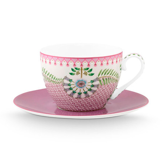 Imagem XÍCARA DE CHÁ TILES LILÁS 280ML LILY&LOTUS EM PORCELANA 7X16CM - PIP STUDIO