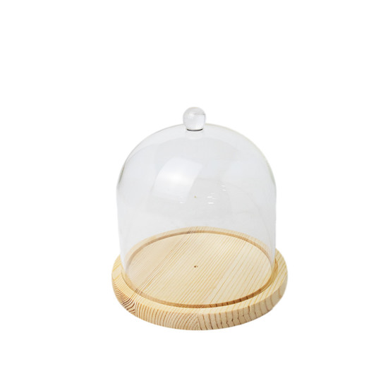 Imagem REDOMA / CÚPULA  COM BASE DE VIDRO E MADEIRA 17X,5X17,5X18,5CM - GRILLO 59173