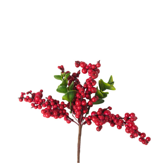 Imagem HASTE DECORATIVA DE NATAL COM FRUTAS VERMELHA 21CM DE PLÁSTICO - DINATALE IMPORT