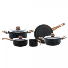 Imagem de CONJUNTO 5 PANELAS DE INDUÇÃO GRANILITE ALUMÍNIO PRETO REVESTIMENTO CERÂMICO - WOLFF - Rojemac Impotacao E Exportacao Ltda