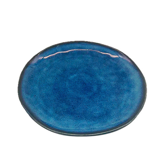 Imagem CONJUNTO 6 PRATOS DE SOBREMESA EM PORCELANA AZUL E DETALHE PRETO 21CM - CROSS