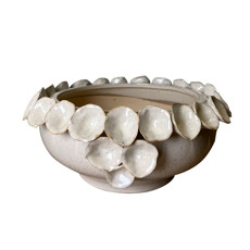 Imagem de VASO DECORATIVO COM CONCHAS EM CERÂMICA BRANCO 15X34,5CM - CROSS - Cross Comercial Ltda