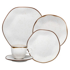 Imagem de APARELHO DE JANTAR E CHÁ 20 PEÇAS RYO MARESIA EM PORCELANA BEGE E MARROM - OXFORD - Oxford Porcelanas Sudeste Ltda