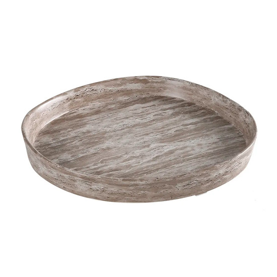 Imagem CENTRO DE MESA DECORATIVO EM CERÂMICA CINZA MARMORIZADO 4X31X31CM - CROSS