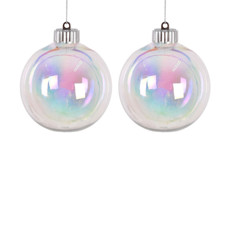 Imagem de JOGO 2 BOLAS NATALINAS DECORATIVAS IRIDESCENTE PARA PENDURAR 10CM - GRILLO - Grillo Ltda