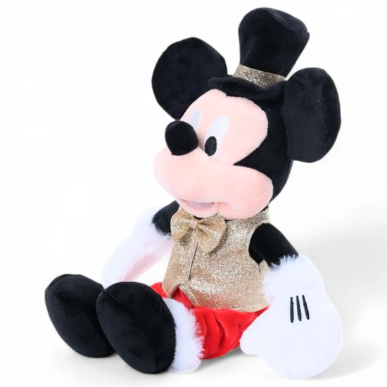 Imagem PELÚCIA NATALINA MICKEY COM CALÇA VERMELHA E COLETE DOURADO 30X21X10CM - CROMUS