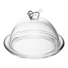 Imagem de PRATO PARA DOCE COM TAMPA BIRD EM VIDRO 10X15X15CM - WOLFF - Rojemac Impotacao E Exportacao Ltda