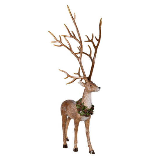 Imagem RENA NATALINA DECORATIVA COM COLAR DE GUIRLANDA EM RESINA 57CM - GRILLO