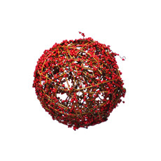 Imagem de BOLA NATALINA DECORATIVA EM VIME COBERTO DE MINI BERRIES VERMELHAS 12CM - GRILLO - Grillo Ltda