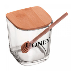 Imagem de MELEIRA EM VIDRO COM TAMPA E PEGADOR DE BAMBU BASIC 11X9CM - WOLFF - Rojemac Impotacao E Exportacao Ltda