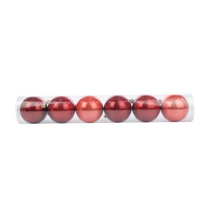 Imagem de TUBO COM 6 BOLAS DE NATAL CASSIS PEROLADA EM PLÁSTICO 7CM - CROMUS - Cromus Embalagens Ind E Com Ltda