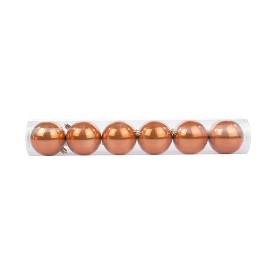 Imagem TUBO COM 6 BOLAS DE NATAL COBRE PEROLADA EM PLÁSTICO 4CM - CROMUS