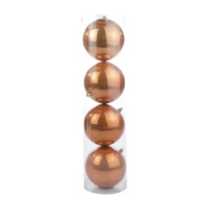 Imagem de TUBO COM 4 BOLAS DE NATAL COBRE PEROLADAS EM PLÁSTICO 12CM - CROMUS - Cromus Embalagens Ind E Com Ltda