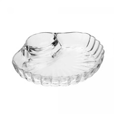 Imagem de PETISQUEIRA SHELL COM DIVISÓRIA PARA MOLHO EM VIDRO 21,5X19,5X3,5CM - WOLFF - Rojemac Impotacao E Exportacao Ltda