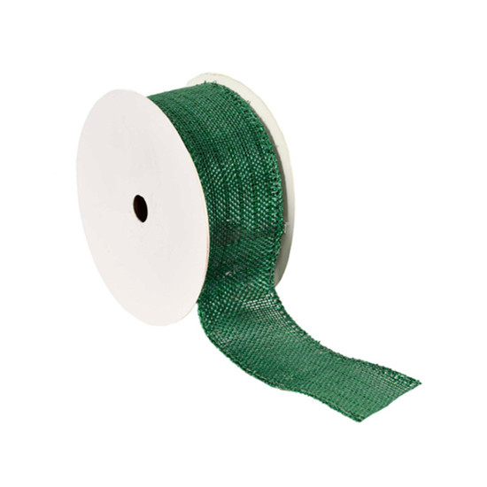 Imagem FITA ARAMADA DECORATIVA EM LINHO VERDE 4CM X 9,14M - GRILLO