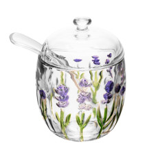 Imagem de AÇUCAREIRO COM COLHER E TAMPA LAVANDA HAND PAINTING 11,3X8,5CM - LYOR - Coliseu Presentes Ltda