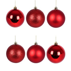 Imagem de BOLA NATALINA DECORATIVA VERMELHA 8CM EM PVC 6 PEÇAS - GRILLO - Grillo Ltda