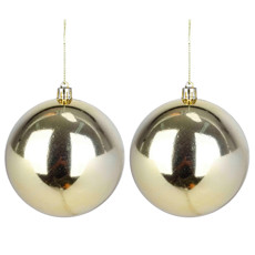 Imagem de BOLA NATALINA LISA METALIZADA DOURADA 8CM 2 PEÇAS EM PLÁSTICO - GRILLO - Grillo Ltda