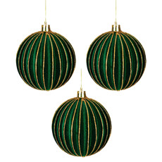 Imagem de JOGO 3 BOLAS NATALINAS DECORATIVAS COM FIOS DOURADOS 8CM - GRILLO - Grillo Ltda