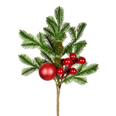 Imagem de HASTE DECORATIVA DE PINHEIRO VERDE COM BERRYS VERMELHAS 38CM - GRILLO - Grillo Ltda