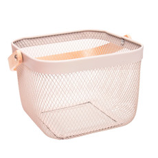 Imagem de CESTA DE METAL COM ALÇA PERFECT BEGE EM MADEIRA 23,5X17,5X25,5CM - LYOR - Coliseu Presentes Ltda