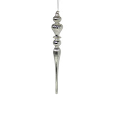 Imagem de PINGENTE PRATEADO PARA ÁRVORE DE NATAL DECORATIVO EM VIDRO IRIDISCENTE 27CM - GRILLO - Grillo Ltda