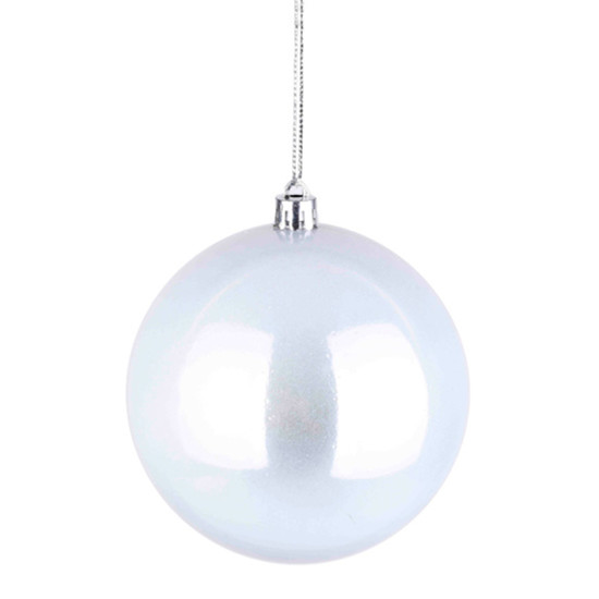 Imagem BOLA DE NATAL DECORATIVA BRANCO PEROLADO 10 DE PLÁSTICO - GRILLO 