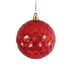 Imagem de BOLA NATALINA TRABALHADA VERMELHA COM GLITTER 8CM 3 PEÇAS - GRILLO - Grillo Ltda