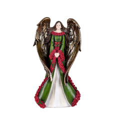 Imagem de ANJO NATALINO DECORATIVO VERMELHO E VERDE EM RESINA 31CM - GRILLO - Grillo Ltda