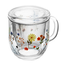 Imagem de CANECA COM INFUSOR E TAMPA PRIMAVERA COM FLORES AMARELAS 330ML VIDRO - LYOR - Coliseu Presentes Ltda