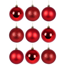 Imagem de BOLA NATALINA DECORATIVA VERMELHA 6CM EM PVC 9 PEÇAS - GRILLO - Grillo Ltda