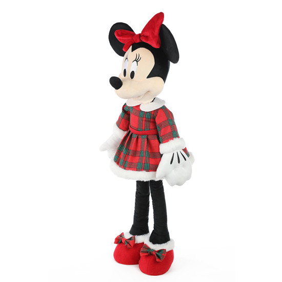 Imagem MINNIE NOEL COM GORRO E VESTIDO XADREZ DECORATIVO EM POLIÉSTER 52X21X15CM - CROMUS