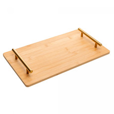 Imagem de BANDEJA DE BAMBU COM ALÇA DE METAL DOURADA SEATTLE 4X39X21CM - WOLFF - Rojemac Impotacao E Exportacao Ltda