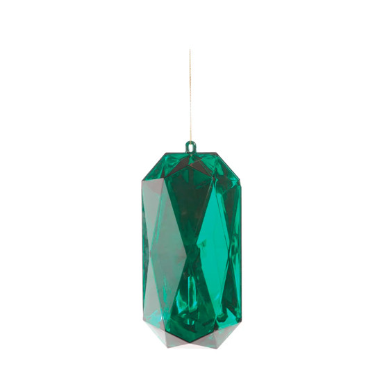 Imagem ENFEITE DECORATIVO PARA ÁRVORE DE NATAL FORMATO JÓIA VERDE EM PLÁSTICO - CROMUS