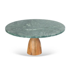 Imagem de BOLEIRA EM MÁRMORE VERDE BASE EM MADEIRA 13X30CM - CROSS - Cross Comercial Ltda