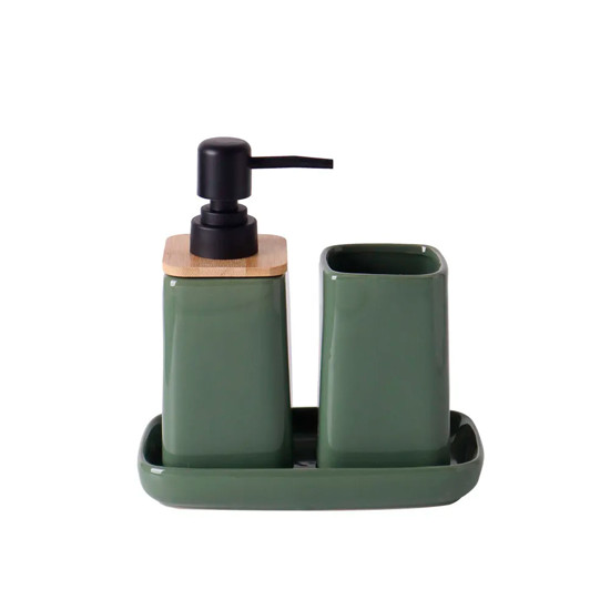 Imagem KIT PARA BANHEIRO EM CERÂMICA VERDE - CROSS