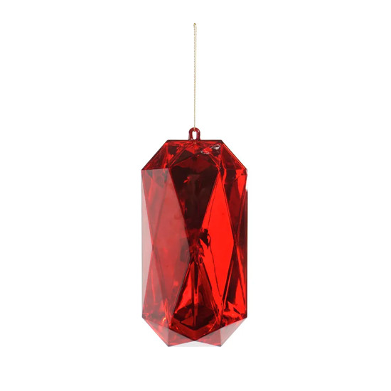 Imagem ENFEITE DECORATIVO PARA ÁRVORE DE NATAL FORMATO JÓIA VERMELHA EM PLÁSTICO - CROMUS