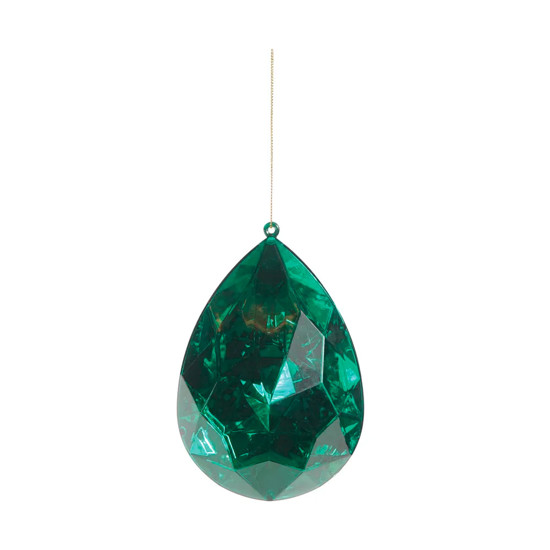 Imagem ENFEITE DE PENDURAR PARA ÁRVORE DE NATAL FORMATO JÓIA VERDE EM PLÁSTICO - CROMUS