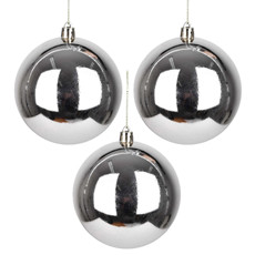 Imagem de BOLA NATALINA PRATEADA DECORATIVA METALIZADA 6CM DE PLÁSTICO 3 PEÇAS - GRILLO - Grillo Ltda