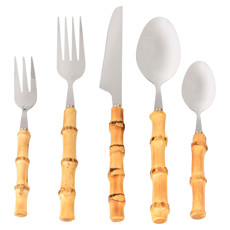 Imagem de FAQUEIRO BAMBOO NATURAL COM 30 PEÇAS EM AÇO INOX - KENYA - M. Shop Comercial Ltda