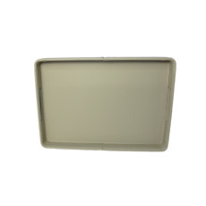 Imagem de BANDEJA RETANGULAR DECORATIVA EM COURO SINTÉTICO CINZA E MADEIRA 5X46X32CM - CROSS - Cross Comercial Ltda