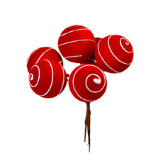 Imagem de HASTE 6 BOLAS CANDY VERMELHA E BRANCA EM POLIÉSTER E METAL 17X9CM - TUUT - Yangzi Brasil Corporation S A 