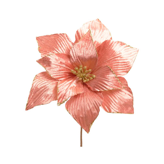 Imagem HASTE DECORATIVA DE POINSÉTIA ROSA OLD EM PLÁSTICO 31X29CM - CROMUS