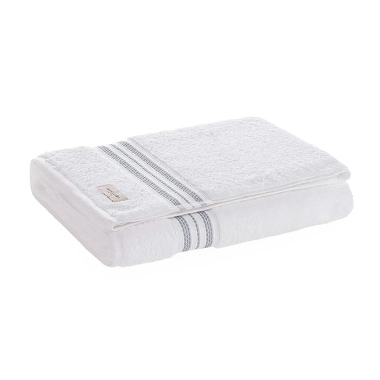 Imagem TOALHA BANHÃO 100% ALGODÃO BARBERINE BRANCO/CIELO 86X160CM - TRUSSARDI